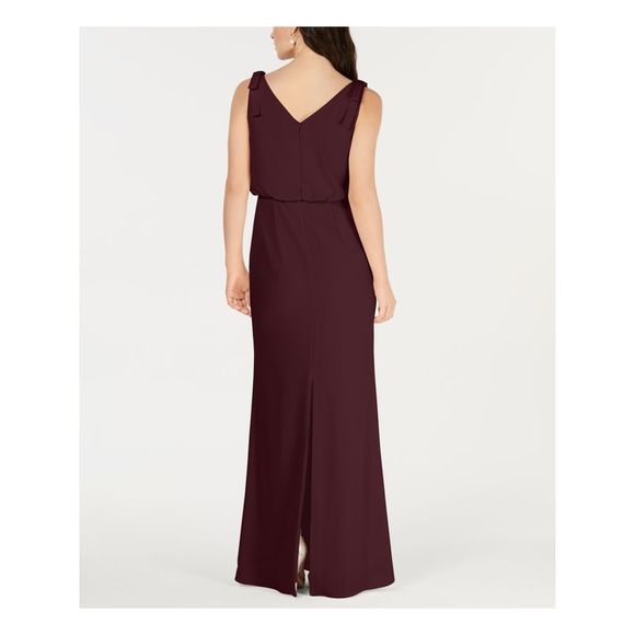 ADRIANNA PAPELL Womens Maroon Sleeveless Full-Length Formal Blouson Dress 6 ADRIANNA PAPELL Womens Maroon Sleeveless Full-Length Formal Blouson Dress 6